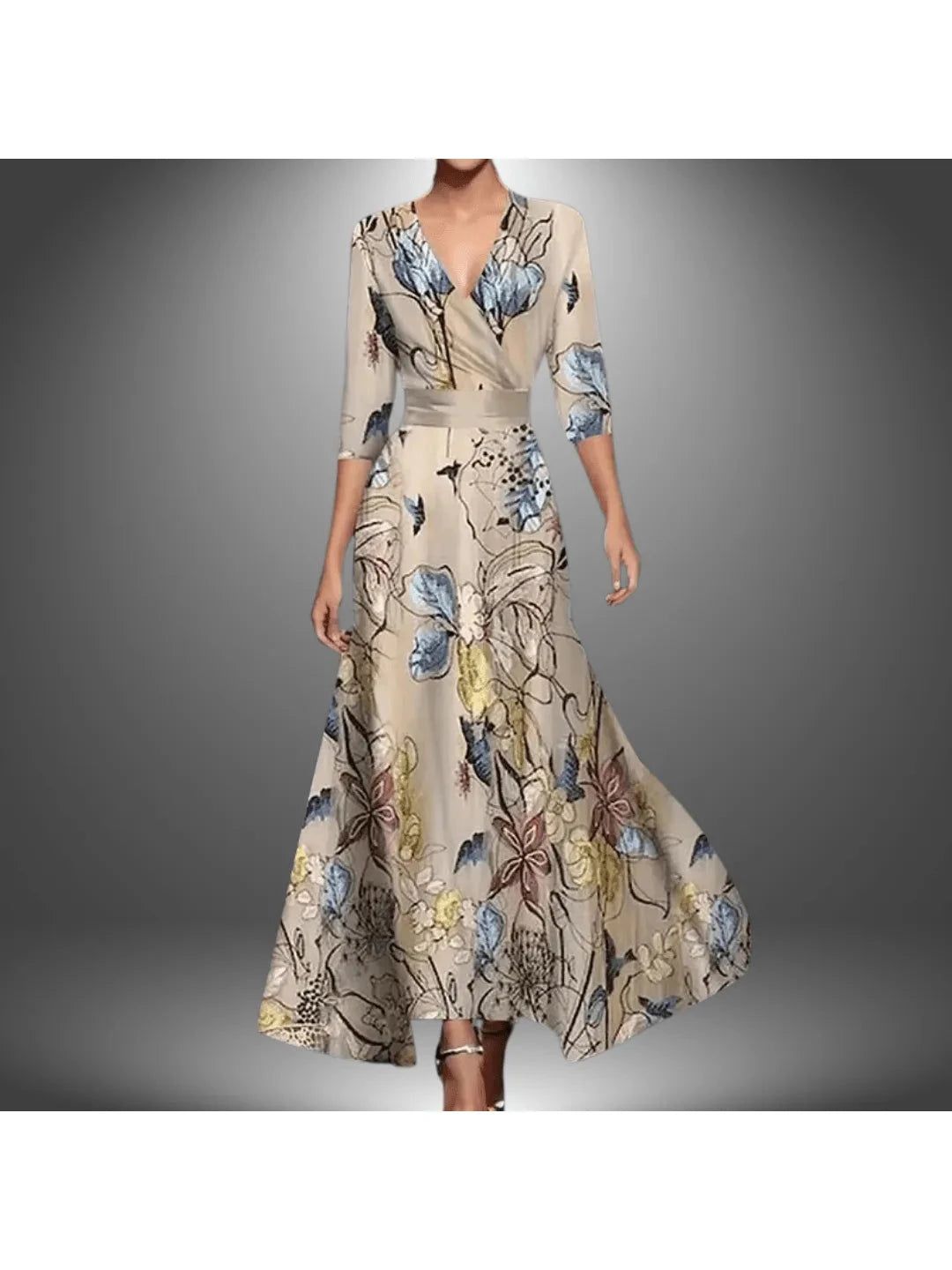 Iris | Women's Printed Wrap Dress with 3/4 Sleeve