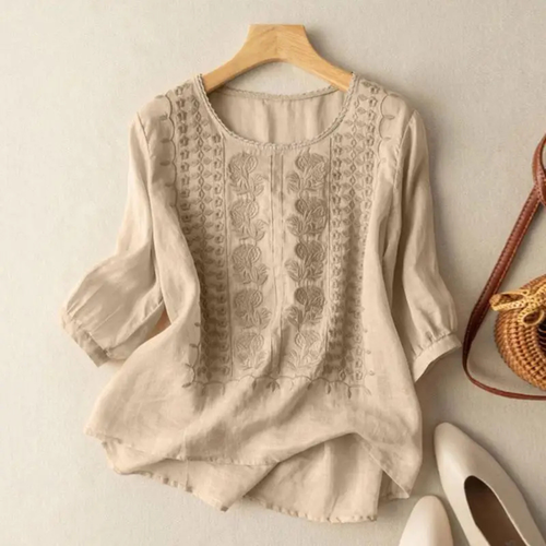 Arwen | Women's Embroidered Three-Quarter Sleeve Blouse