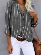 Marina | Women's Striped Button Front Blouse Summer