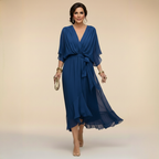 Louise | Women's V-Neck Waist-Tie Maxi Dress