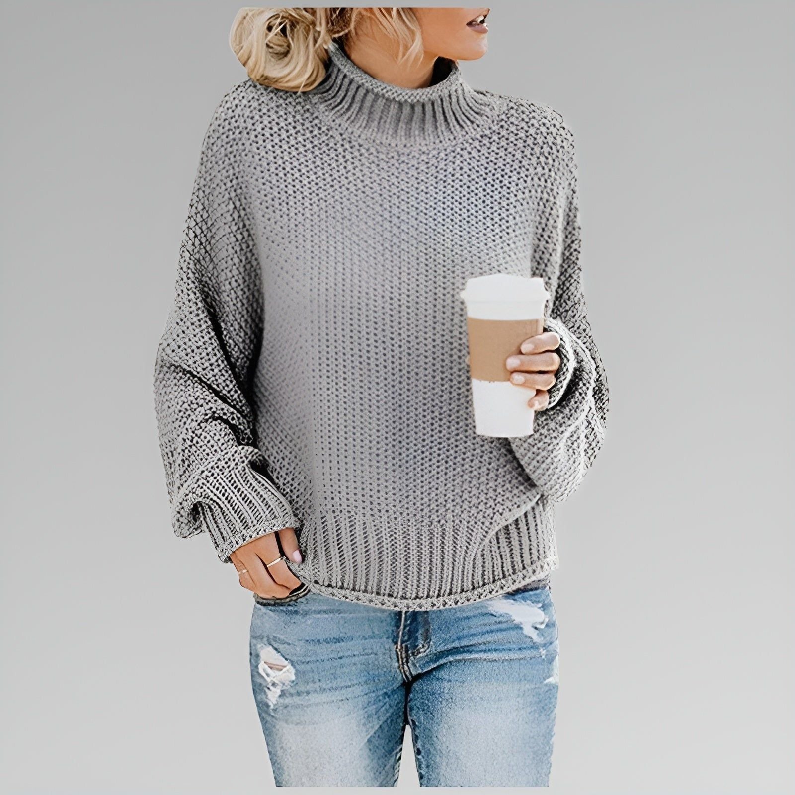 Everly | Women's Relaxed Mock Turtleneck Knit Sweater