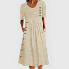 Juno | Women's Striped Midi Dress with Pockets