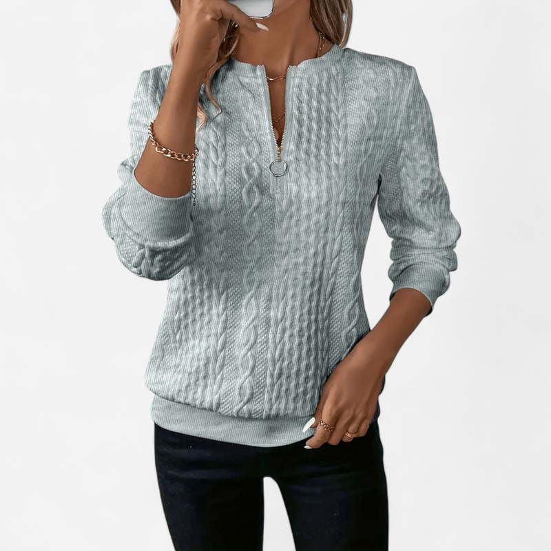 Elowen | Women's Zip-Front Long Sleeve Sweater