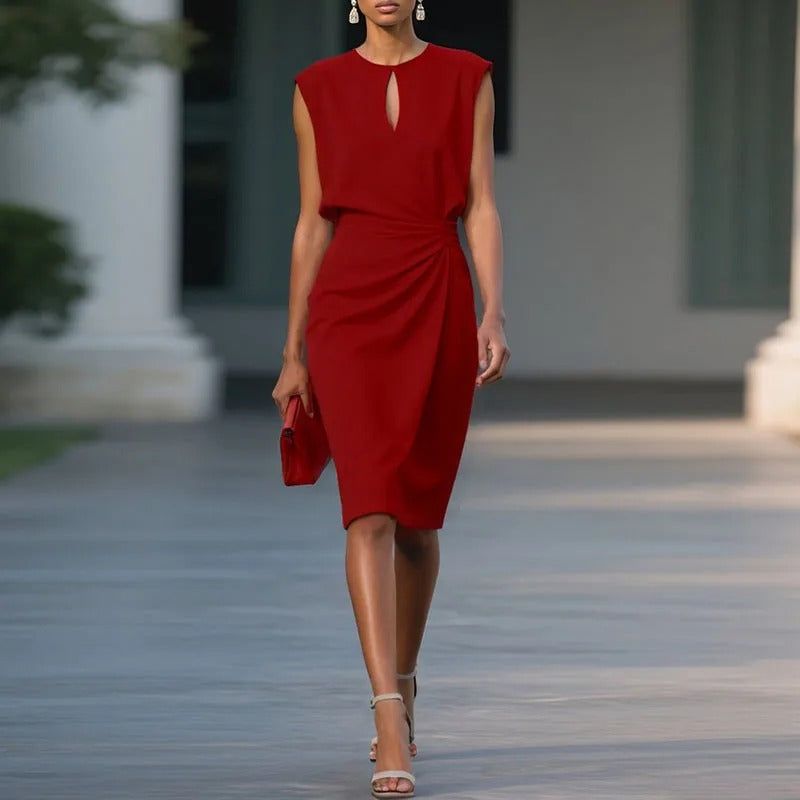 Luca | Women's Elegant V-Neck Midi Dress – Office to Cocktail