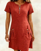 Katja | Women's A-Line Short Sleeve Midi Dress