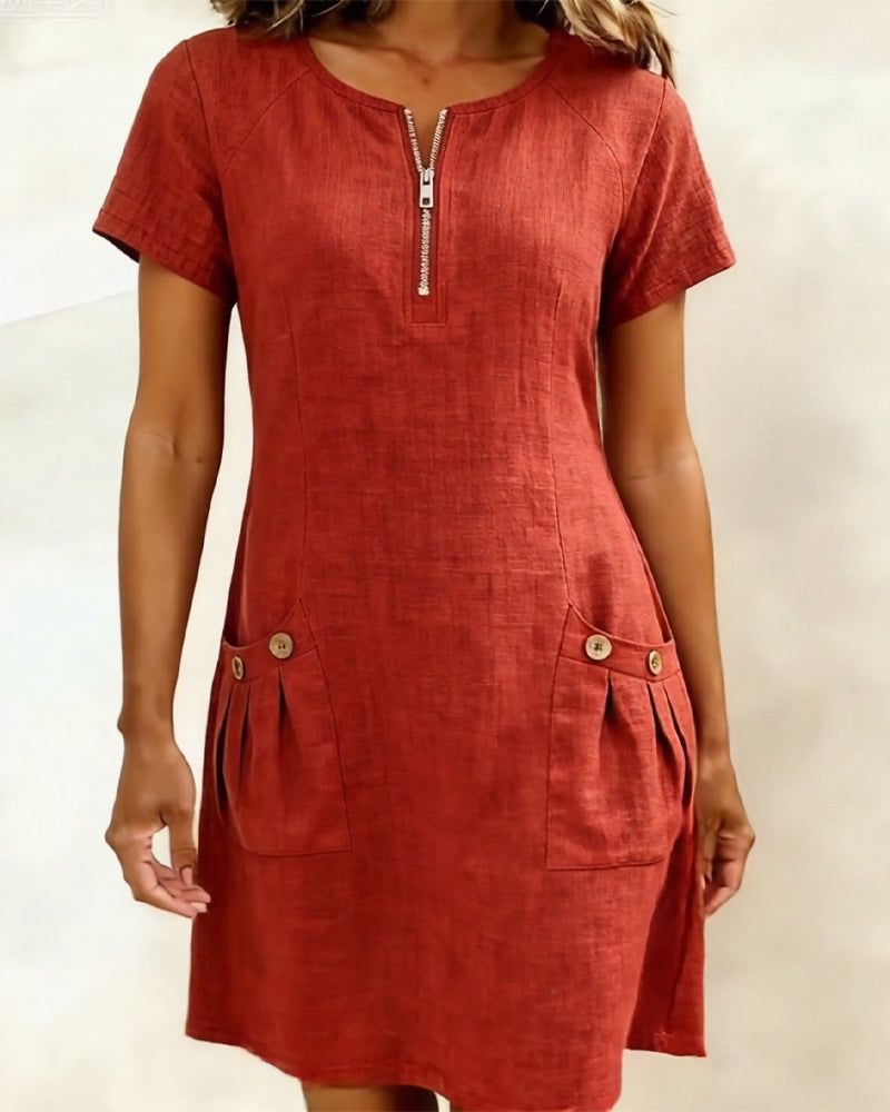 Katja | Women's A-Line Short Sleeve Midi Dress