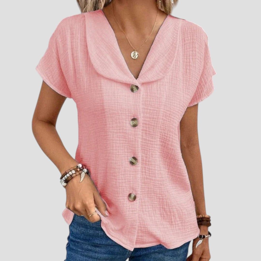 Isabeau | Women's Relaxed-Fit V-Neck Blouse – Casual Outings