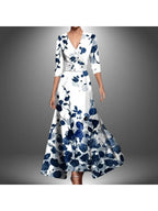 Iris | Women's Printed Wrap Dress with 3/4 Sleeve