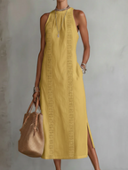 Lieke | Women's Midi Dress with Mao Collar