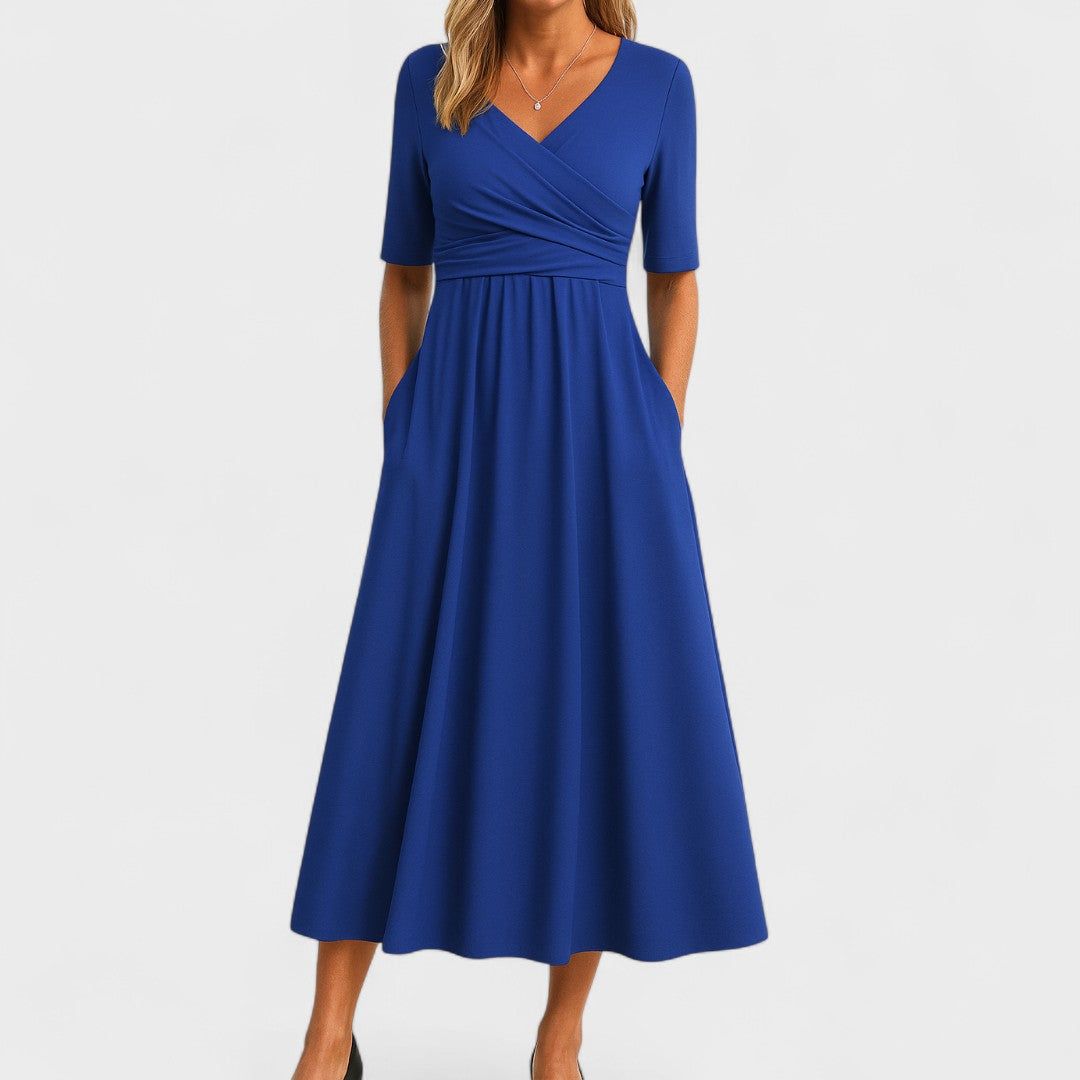 Georgina | Women's Pleated Wrap Midi Dress