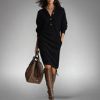 Harriet | Women's Knit Polo Midi Dress