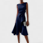 Liana | Women's Asymmetric Midi Dress with V-Neck