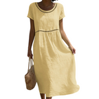 Greta | Women's Lace-Trim A-Line Midi Dress - Summer Occasions