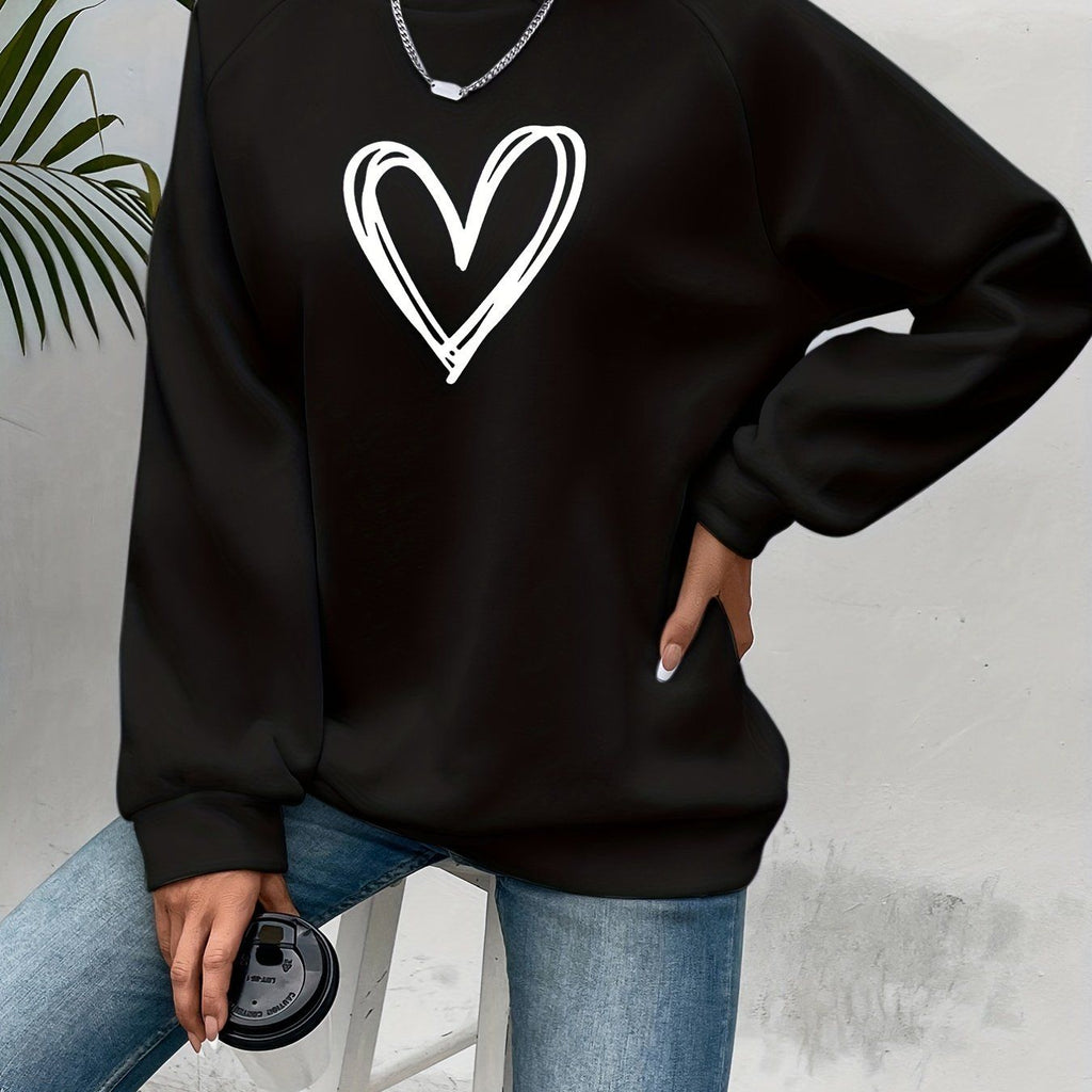 Paulien | Women's Heart-Print Crew Neck Sweater