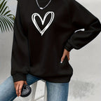 Paulien | Women's Heart-Print Crew Neck Sweater