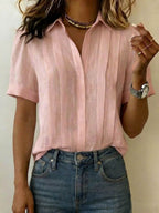 Isolde | Women's V-Neck Short Sleeve Blouse for Casual Outings