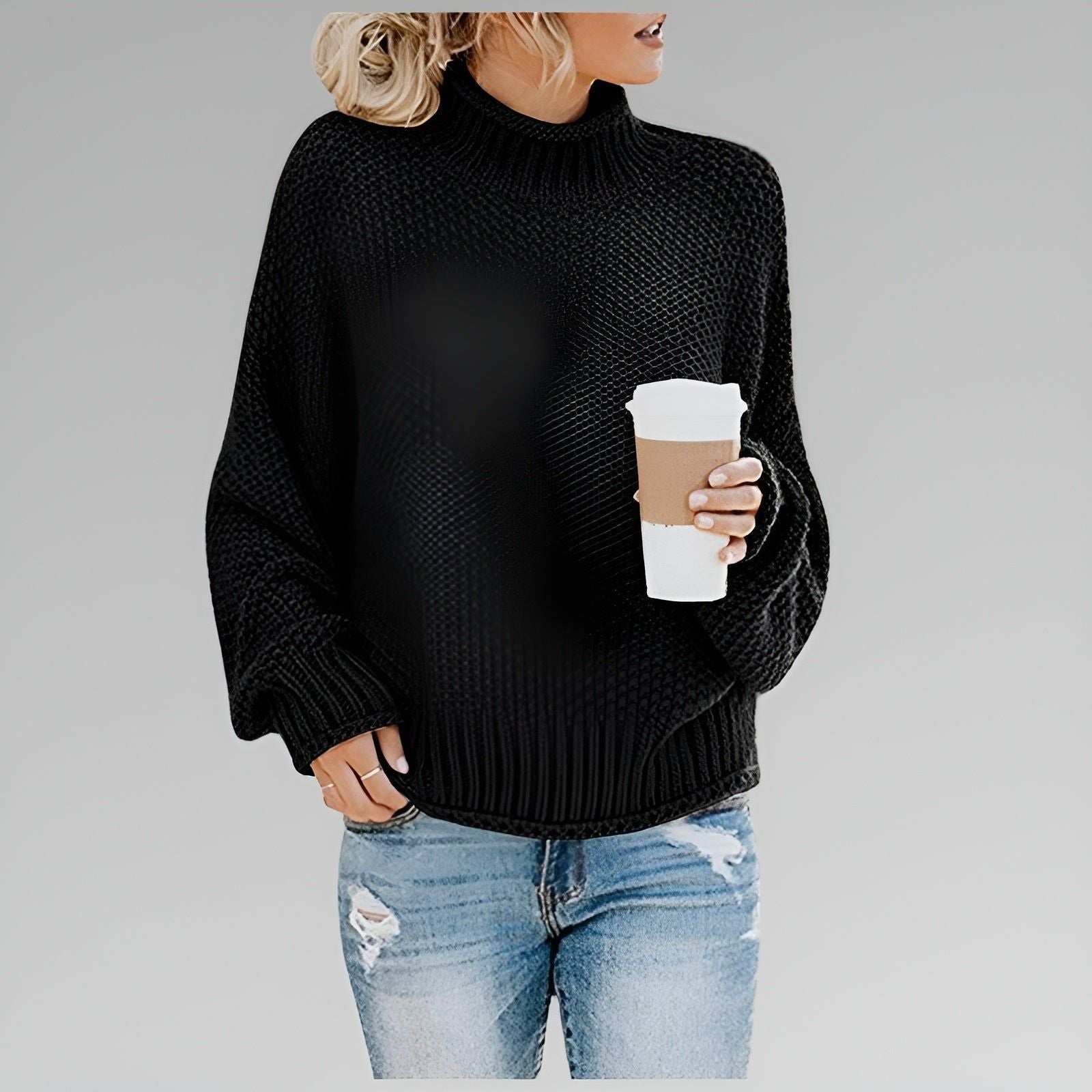 Everly | Women's Relaxed Mock Turtleneck Knit Sweater