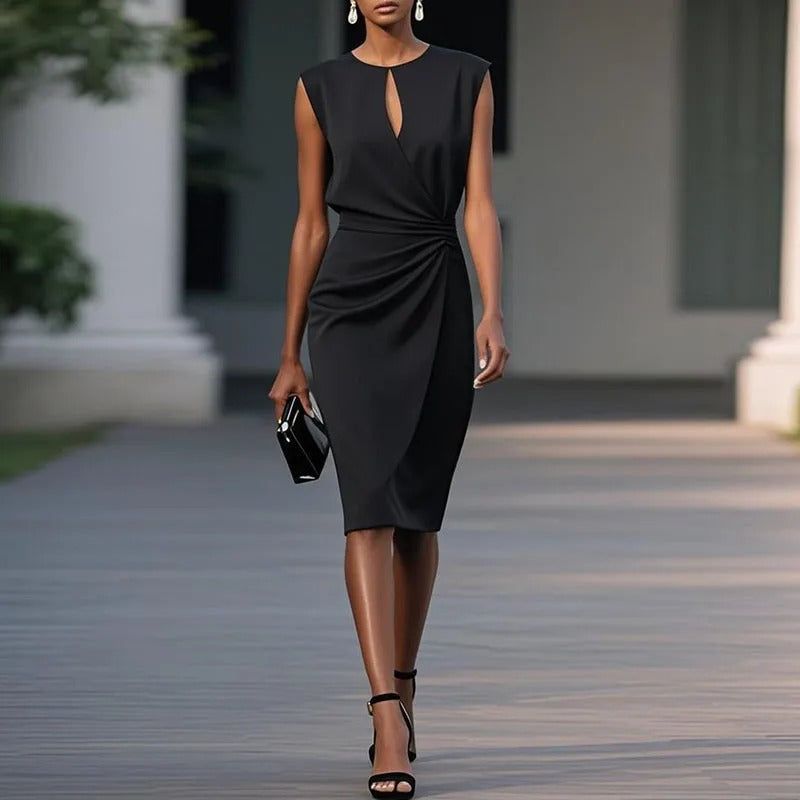 Luca | Women's Elegant V-Neck Midi Dress – Office to Cocktail