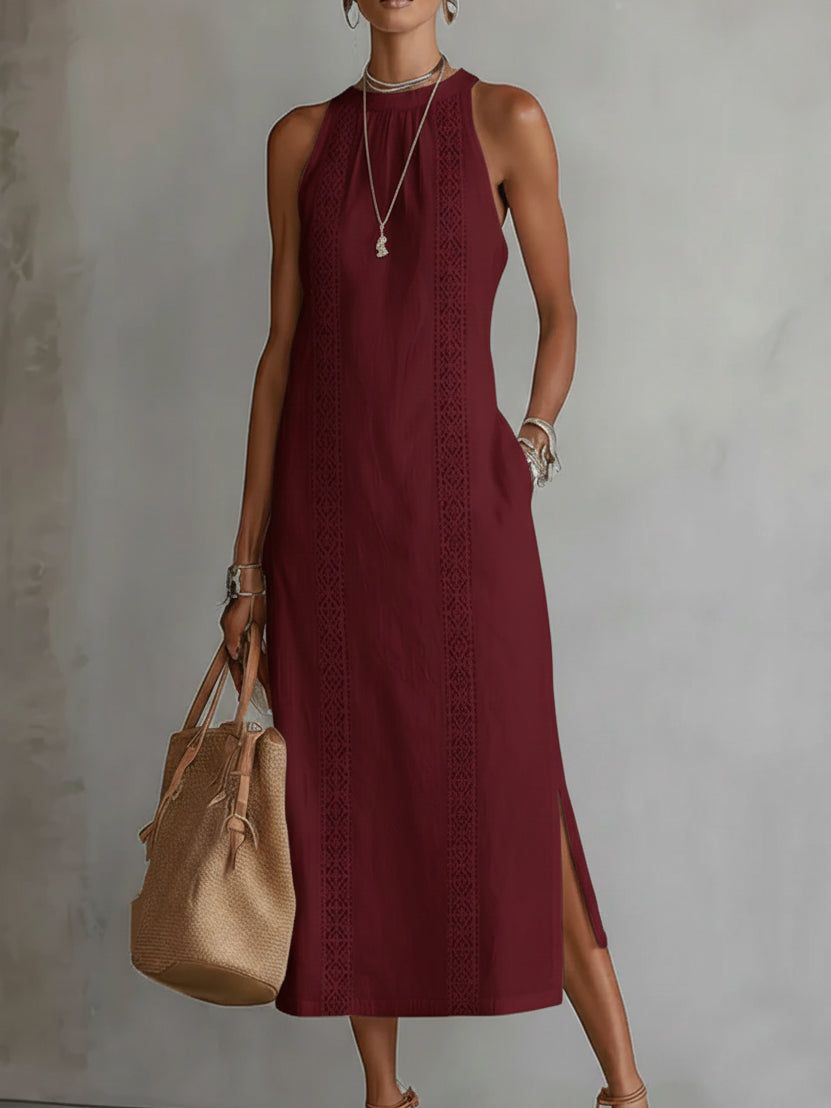 Lieke | Women's Midi Dress with Mao Collar