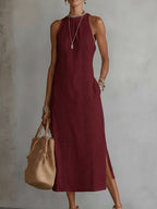 Lieke | Women's Midi Dress with Mao Collar