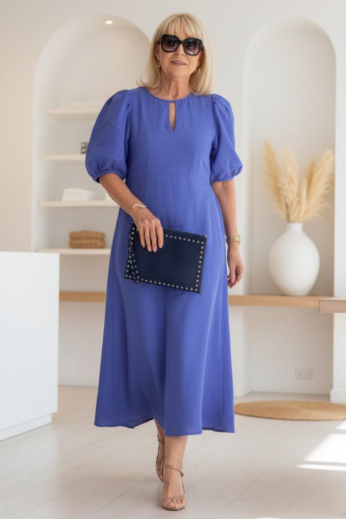 Lore | Women's Puff Sleeve Midi Dress – Dinner & Weekend Wear