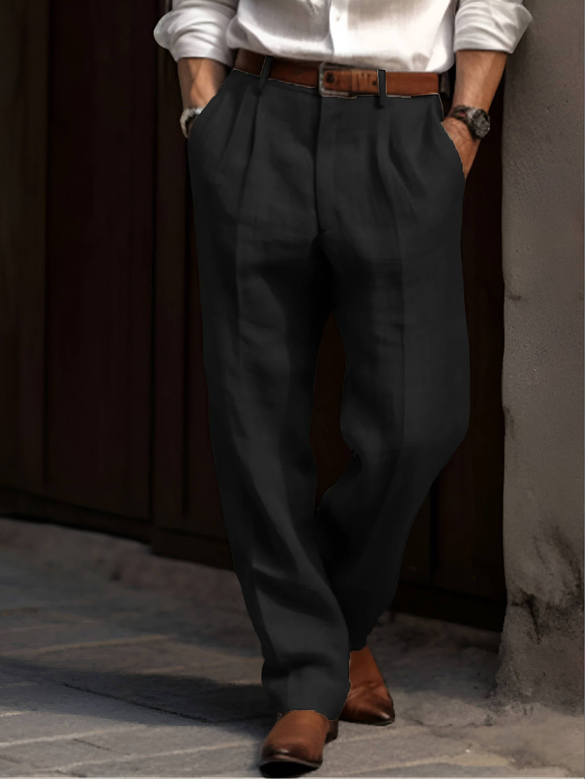 Selma | Men's Pleated Wide Leg Trousers