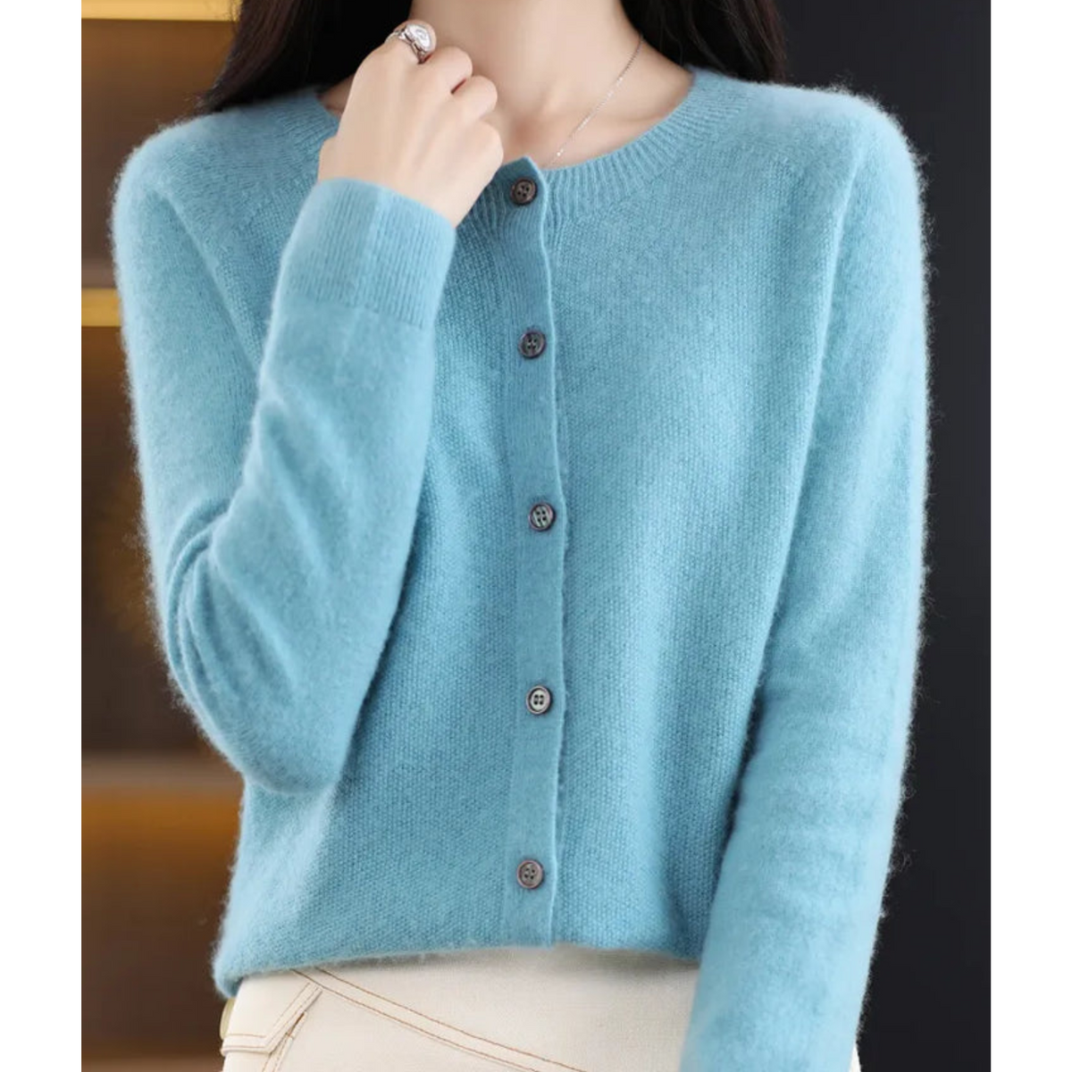 Noor | Women's Button Front V-Neck Cardigan – Winter Layering