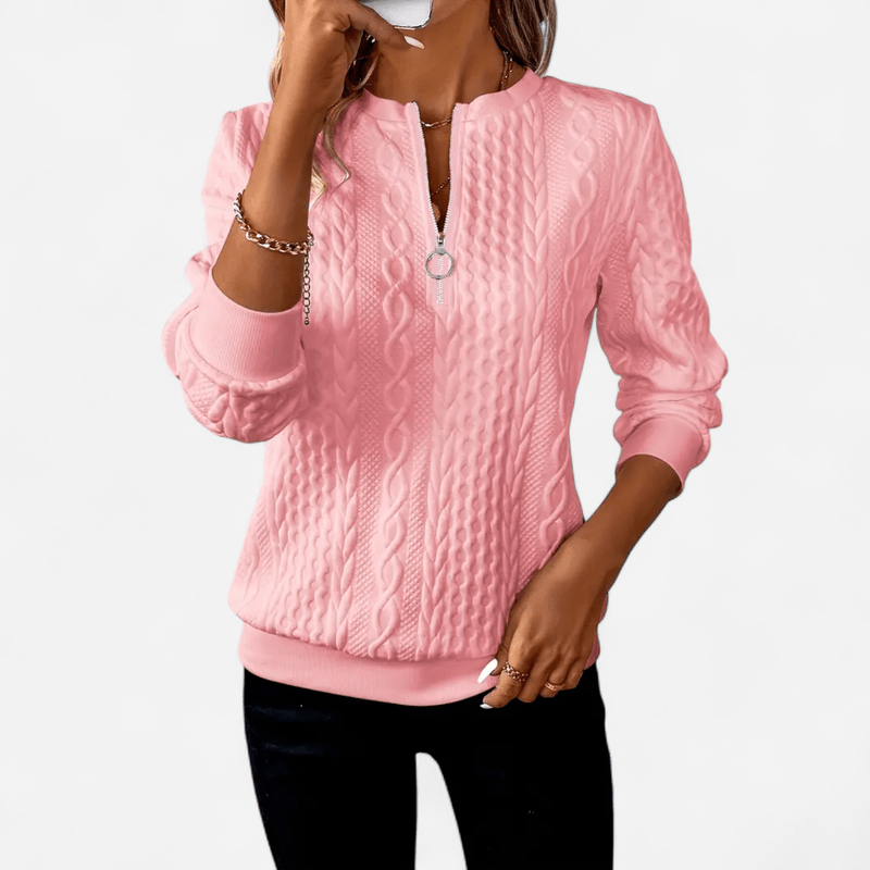 Elowen | Women's Zip-Front Long Sleeve Sweater