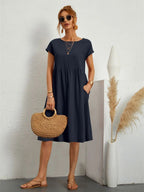 Emilie | Women's Short Sleeve A-Line Pocket Dress