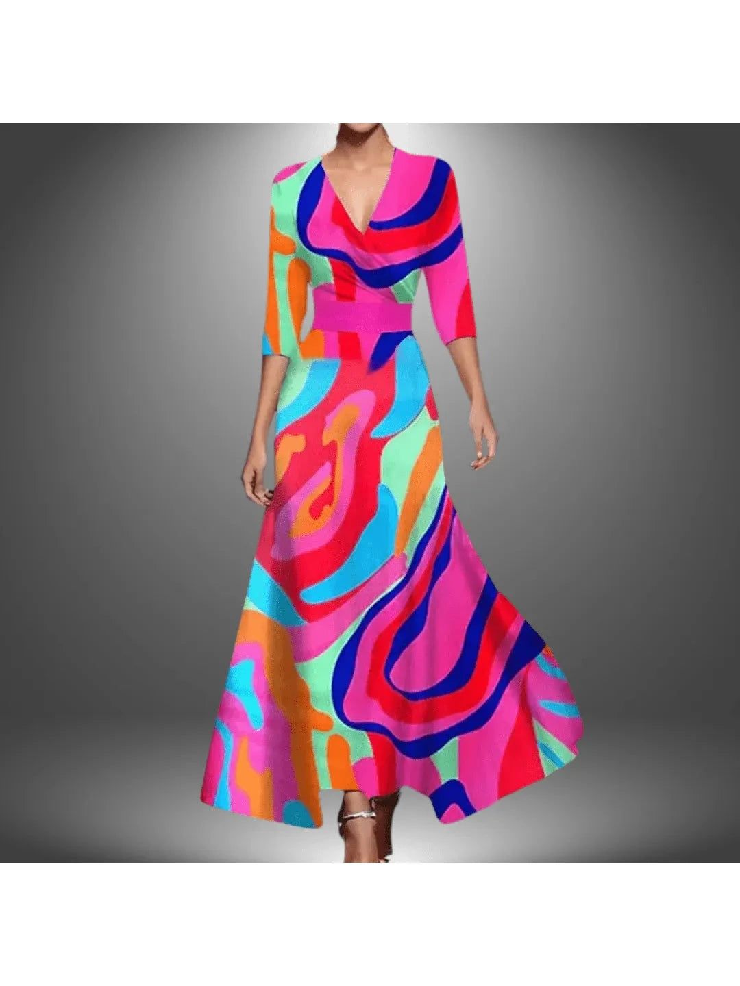Iris | Women's Printed Wrap Dress with 3/4 Sleeve
