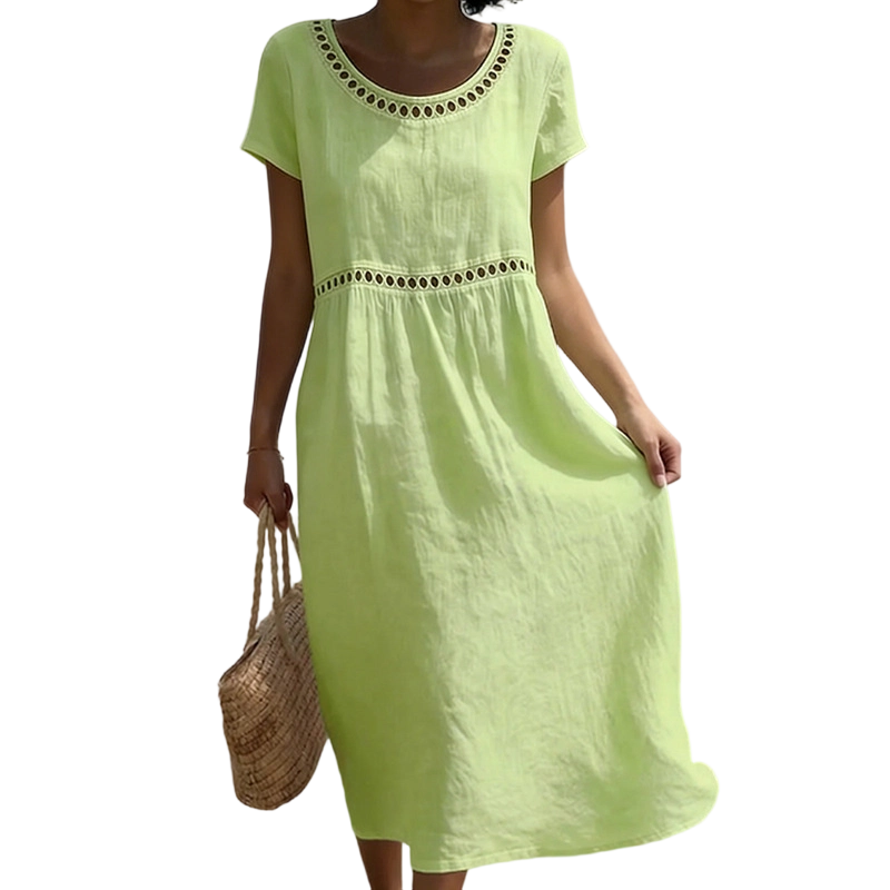 Greta | Women's Lace-Trim A-Line Midi Dress - Summer Occasions