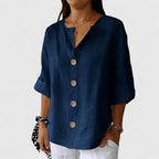Marisol | Women's Button Front Roll-Tab Sleeve Blouse