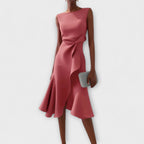Liana | Women's Asymmetric Midi Dress with V-Neck