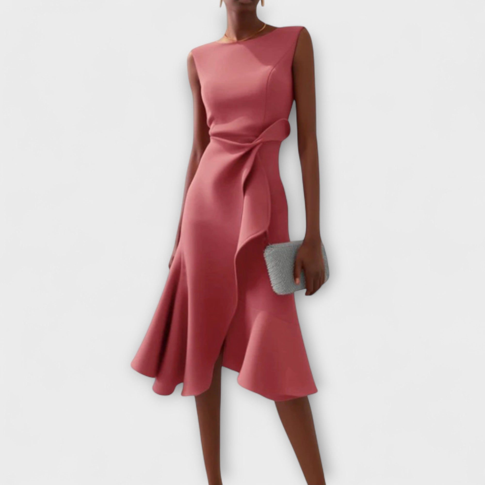 Liana | Women's Asymmetric Midi Dress with V-Neck