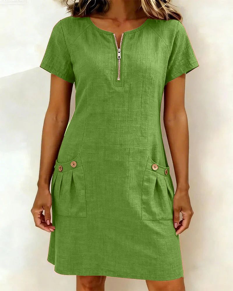 Katja | Women's A-Line Short Sleeve Midi Dress