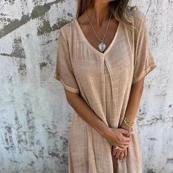 Mabel | Women's V-Neck Midi Dress Relaxed-Fit