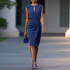 Luca | Women's Elegant V-Neck Midi Dress – Office to Cocktail