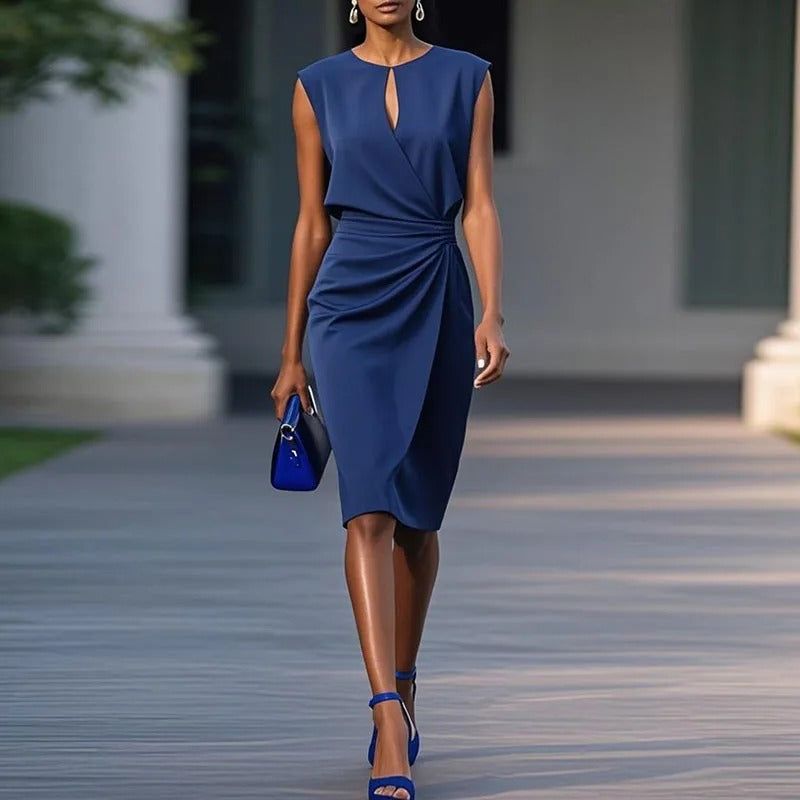 Luca | Women's Elegant V-Neck Midi Dress – Office to Cocktail