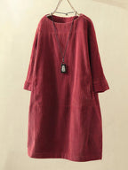 Maeve | Women's Textured Long Sleeve Midi Dress