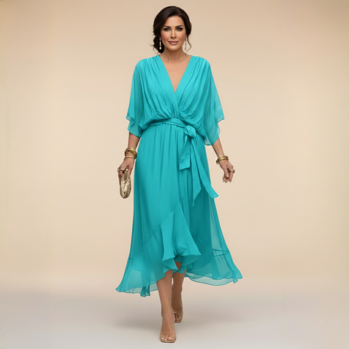 Louise | Women's V-Neck Waist-Tie Maxi Dress