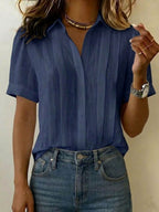 Isolde | Women's V-Neck Short Sleeve Blouse for Casual Outings