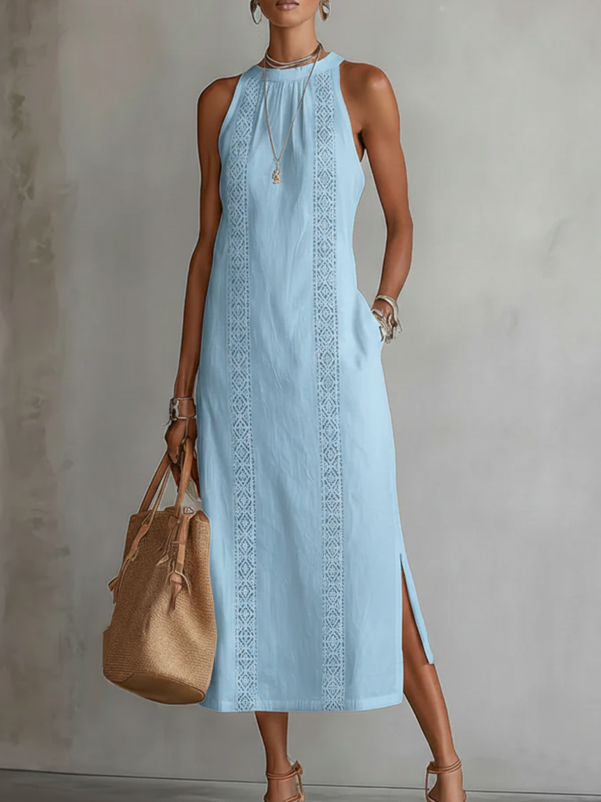 Lieke | Women's Midi Dress with Mao Collar