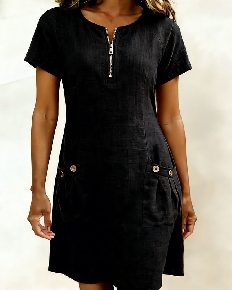 Katja | Women's A-Line Short Sleeve Midi Dress