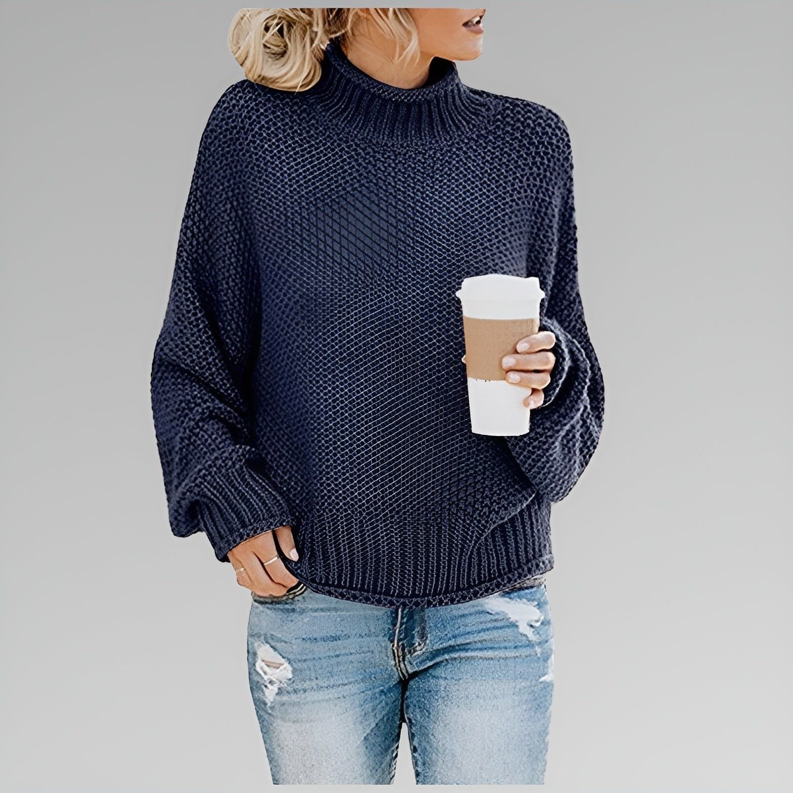 Everly | Women's Relaxed Mock Turtleneck Knit Sweater