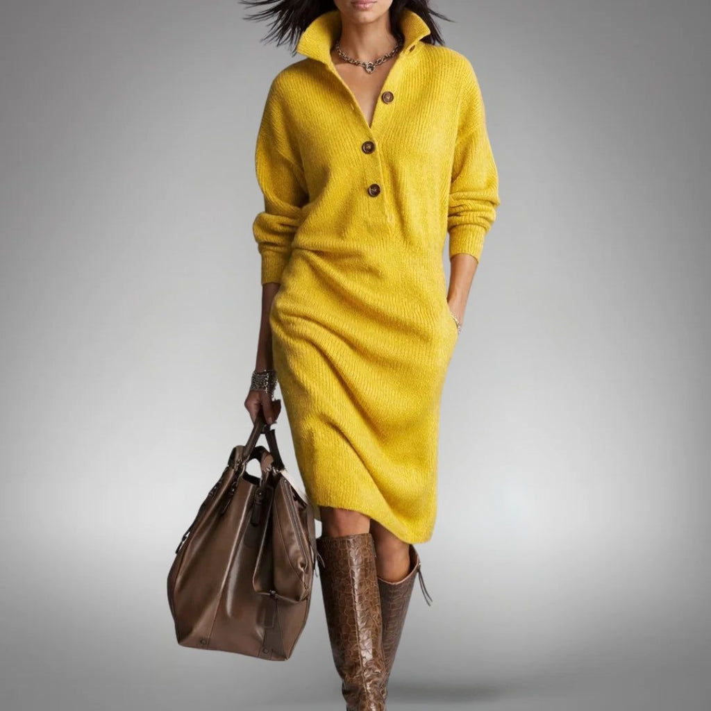 Harriet | Women's Knit Polo Midi Dress