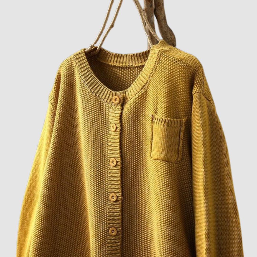 Sanne | Women's Cardigan V-Neck Chest Pocket Knit