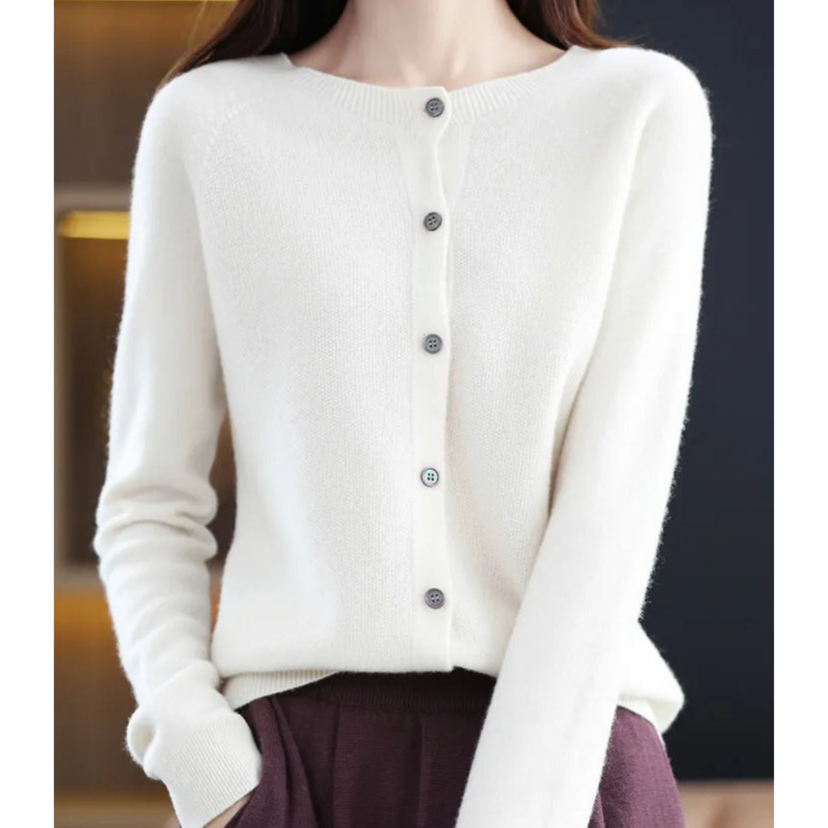 Noor | Women's Button Front V-Neck Cardigan – Winter Layering