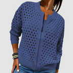 Saskia | Women's Cutout Knit Cardigan with Zipper Front