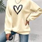 Paulien | Women's Heart-Print Crew Neck Sweater