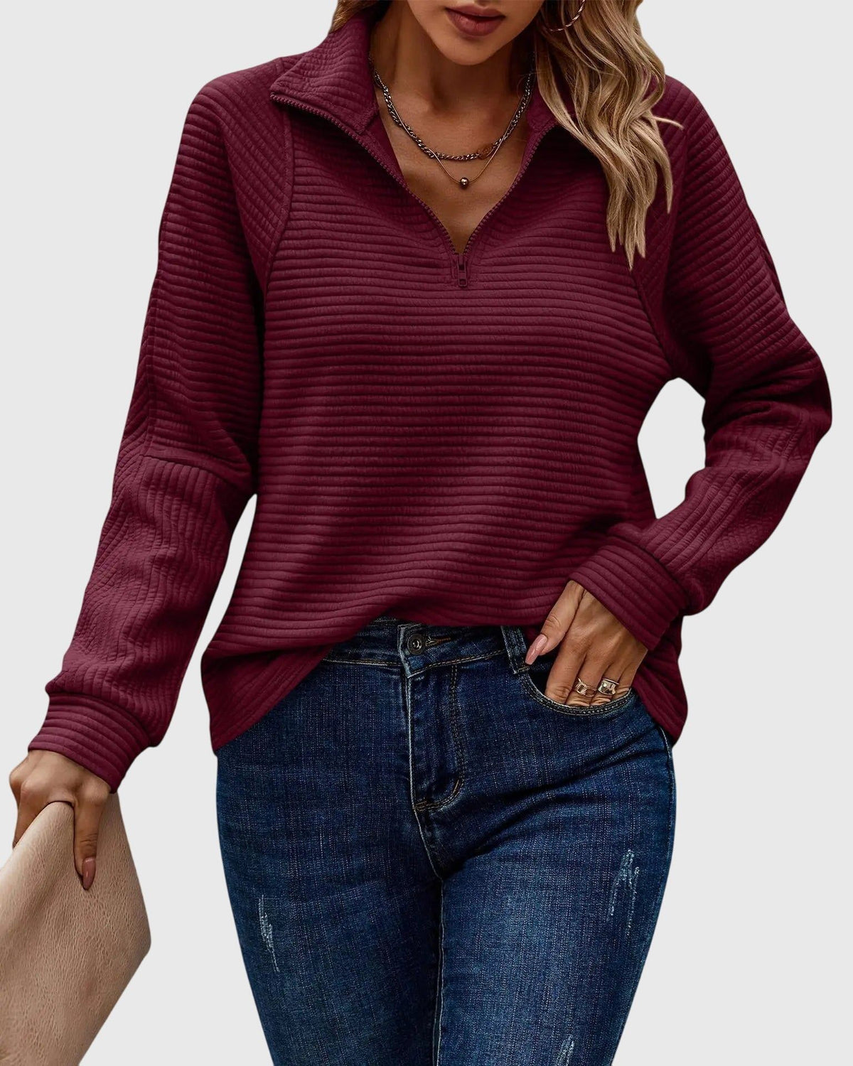 Quinn | Women's Half-Zip Turtleneck Sweater